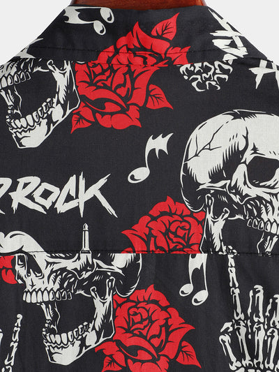 Herren Skull Punk Rocker Coole Rockmusik Hemd