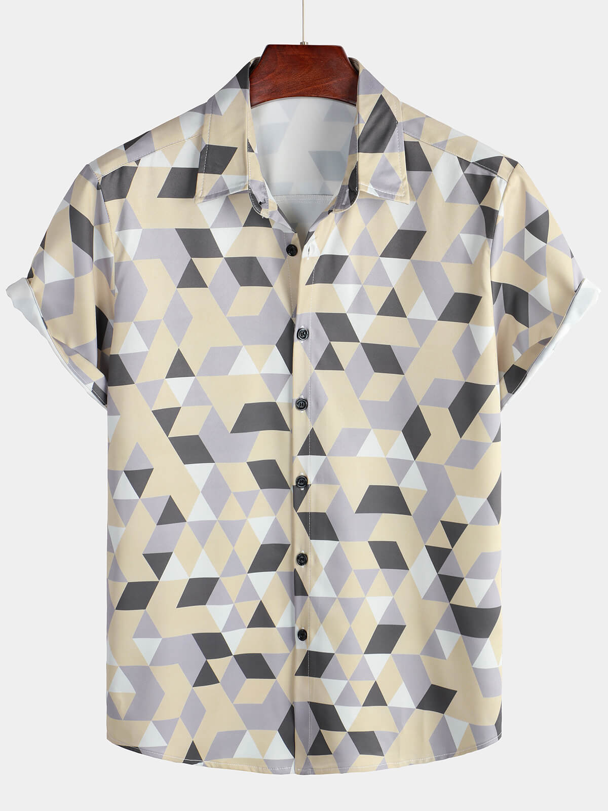 Herren Hemd mit geometrischem Print Khaki