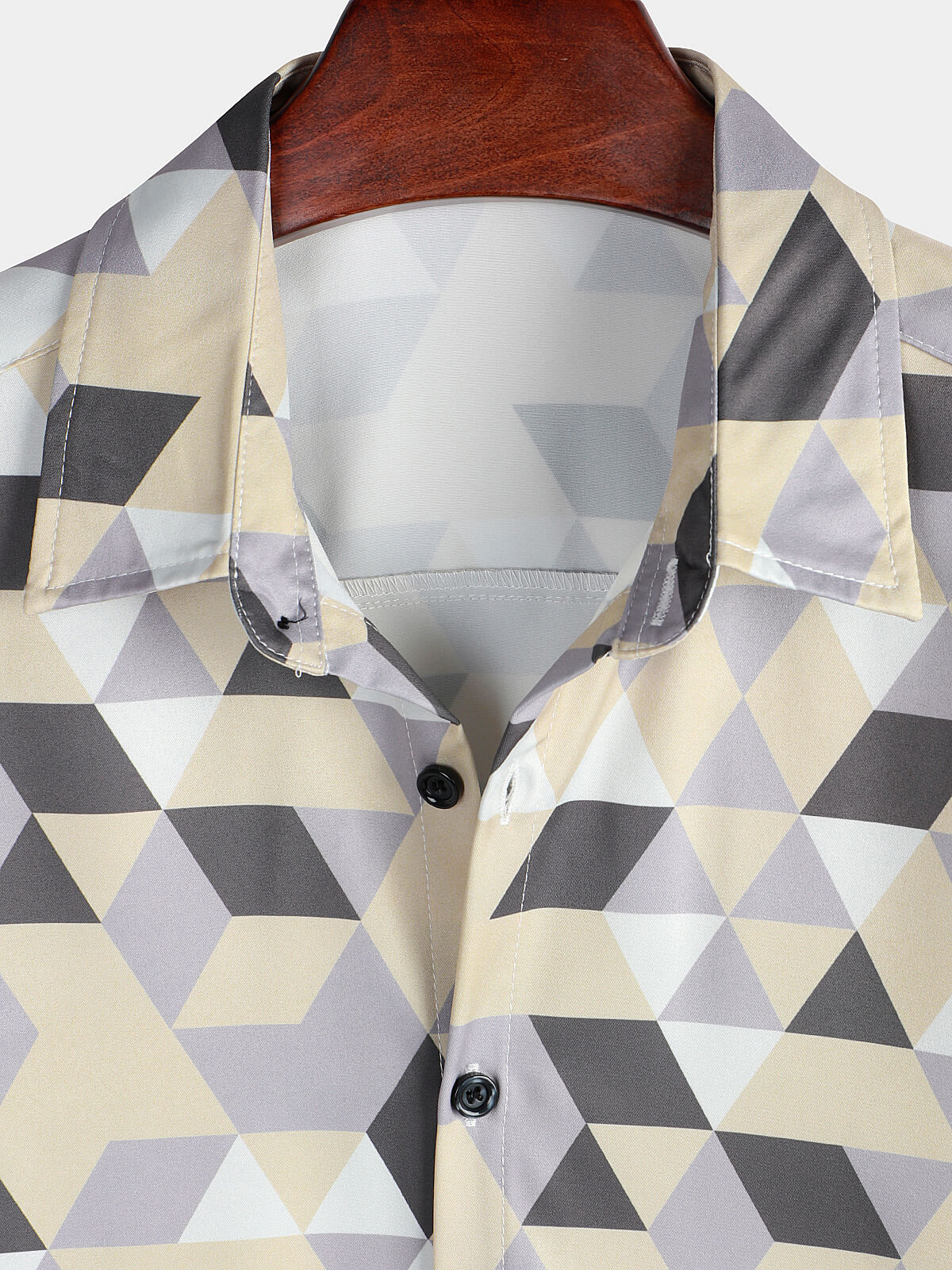 Herren Hemd mit geometrischem Print Khaki