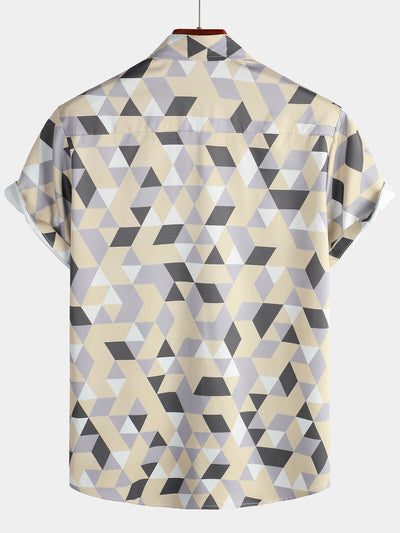 Herren Hemd mit geometrischem Print Khaki