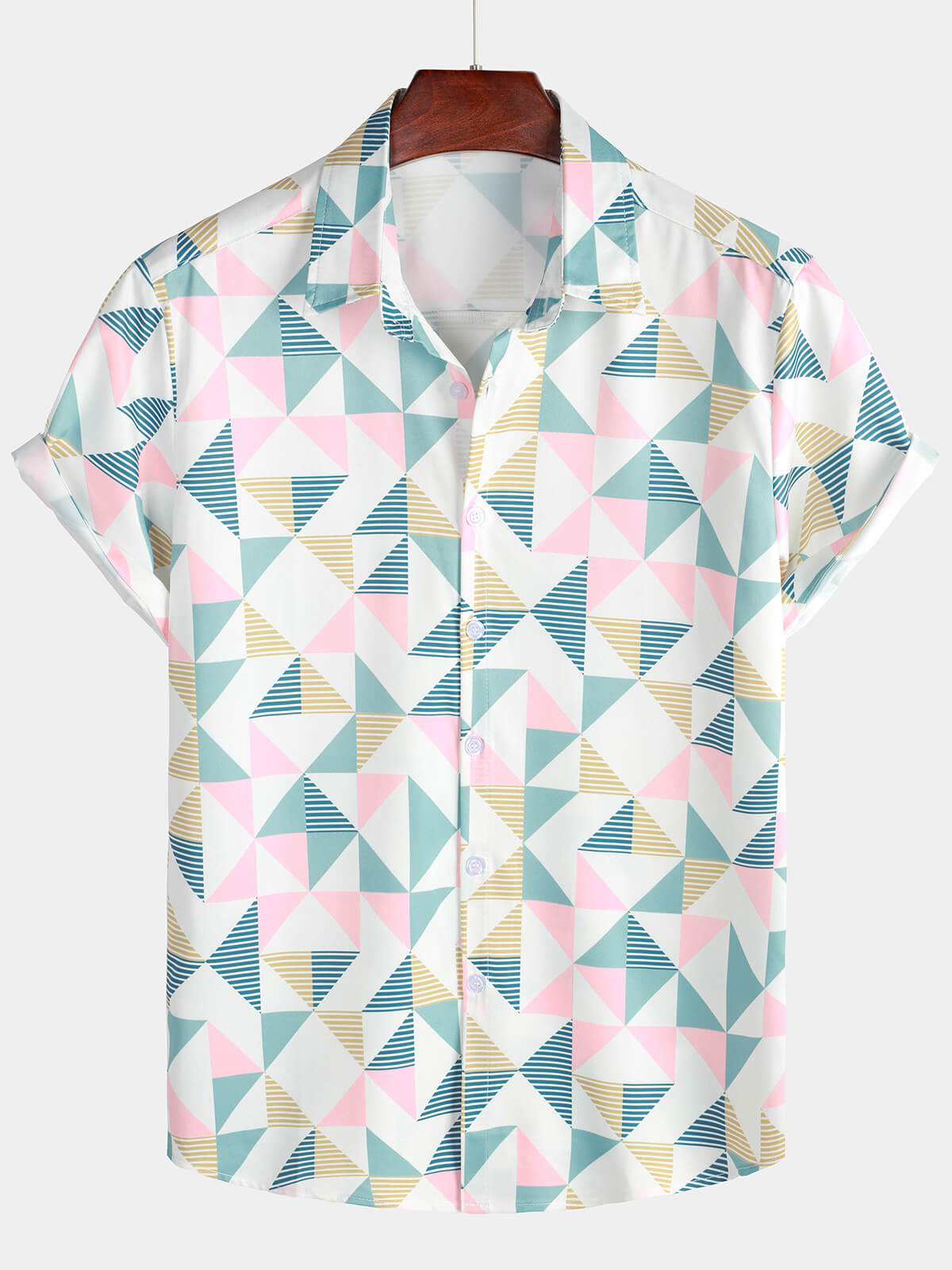 Herren Hemd mit geometrischem Print Weiß