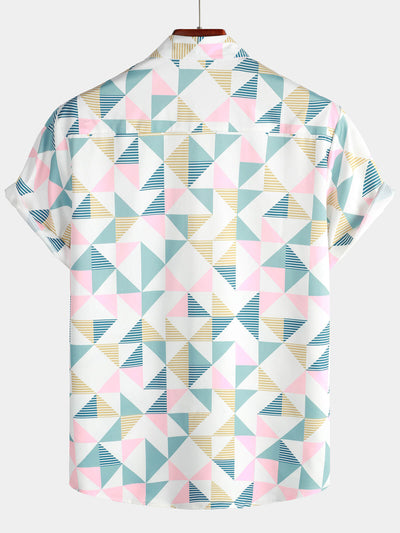 Herren Hemd mit geometrischem Print Weiß