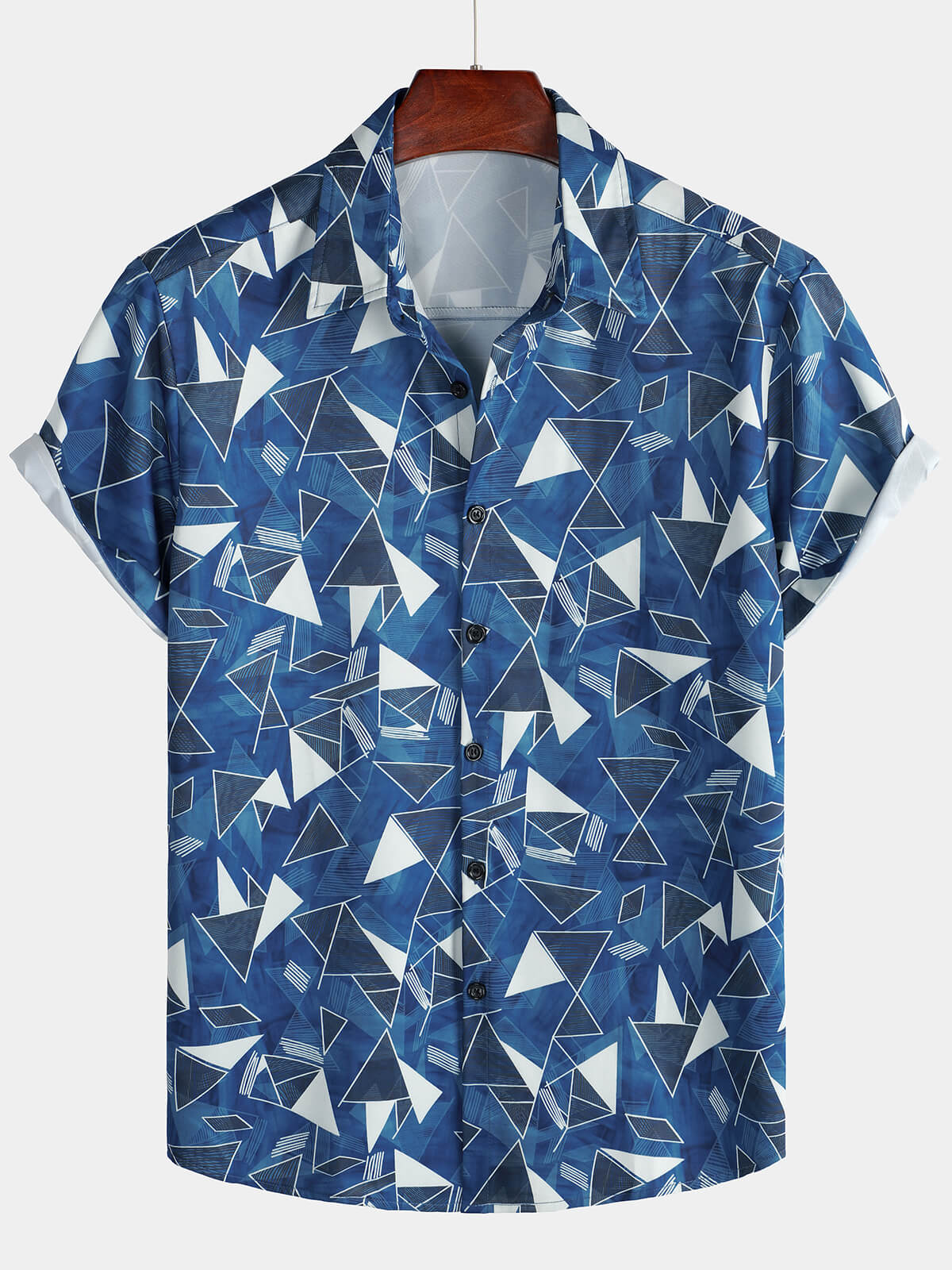 Herren Hemd mit geometrischem Print in blau