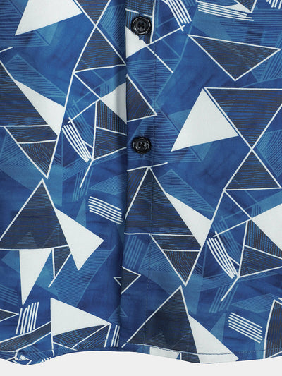 Herren Hemd mit geometrischem Print in blau