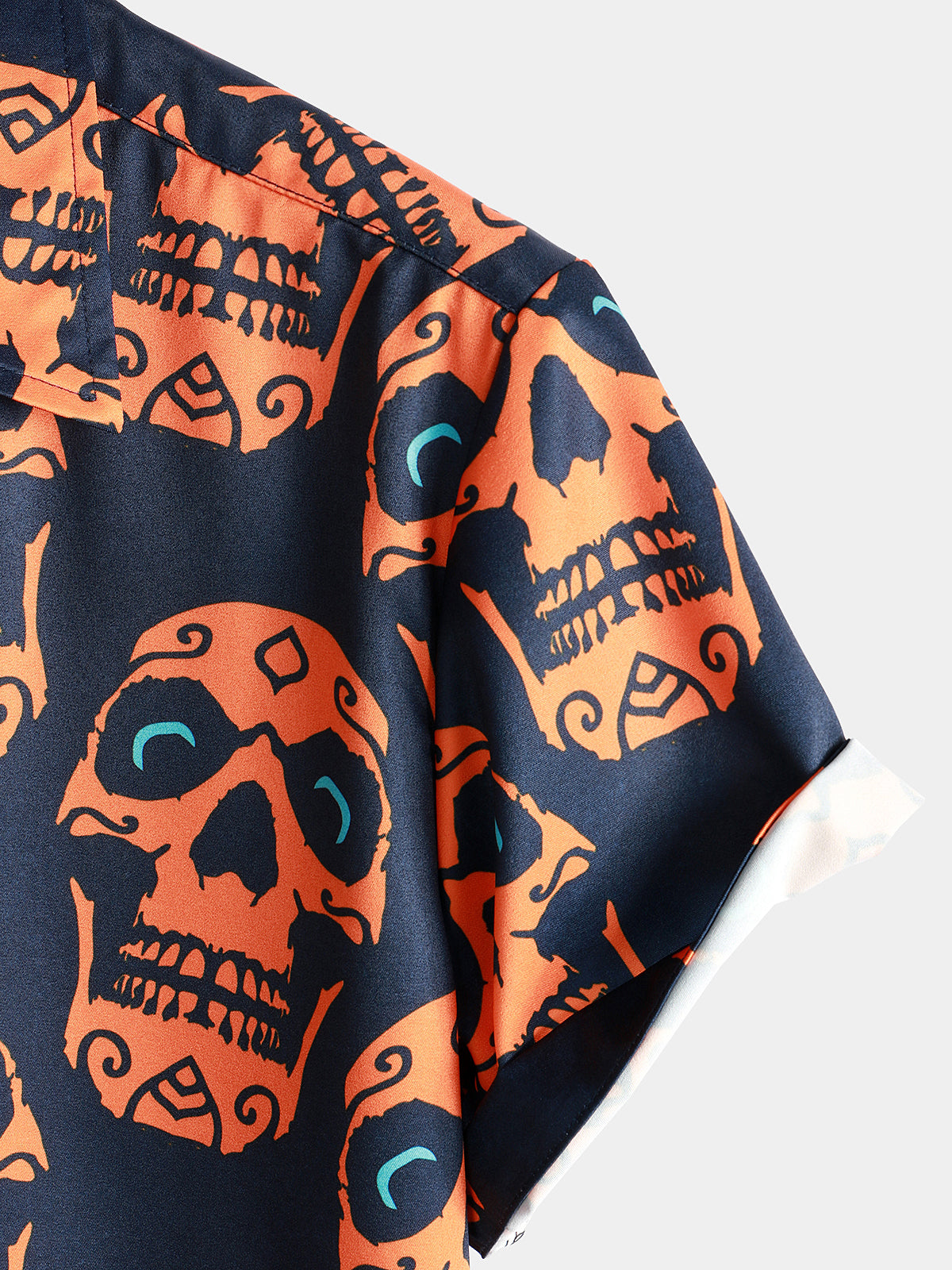 Herren Kurzarm Hemd mit Totenkopf-Print