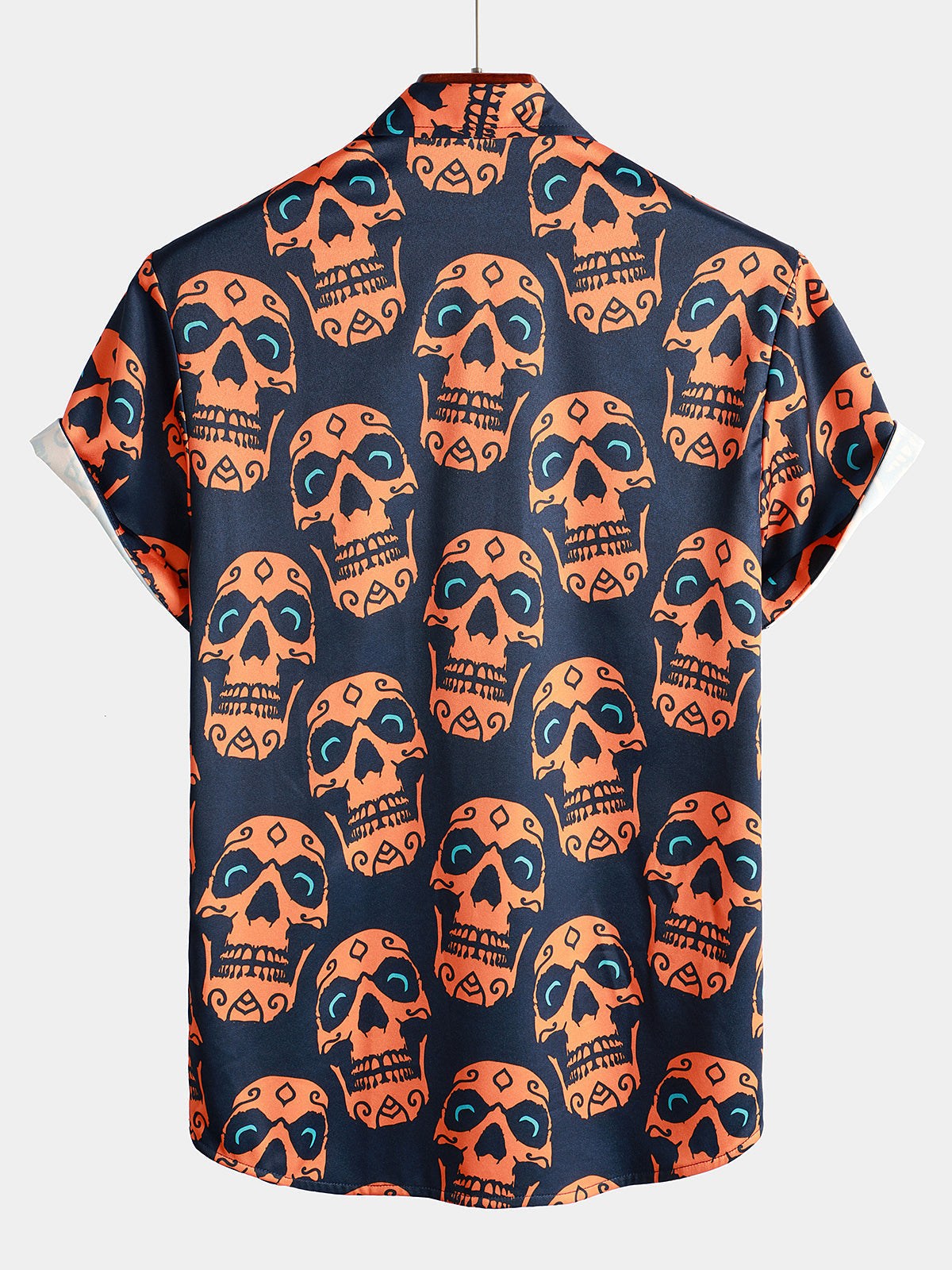 Herren Kurzarm Hemd mit Totenkopf-Print