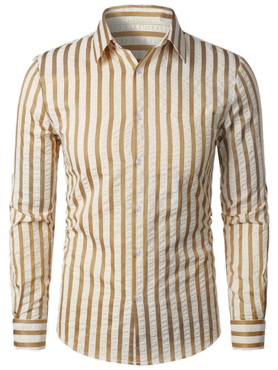 Camicia da uomo in cotone a maniche lunghe rigate