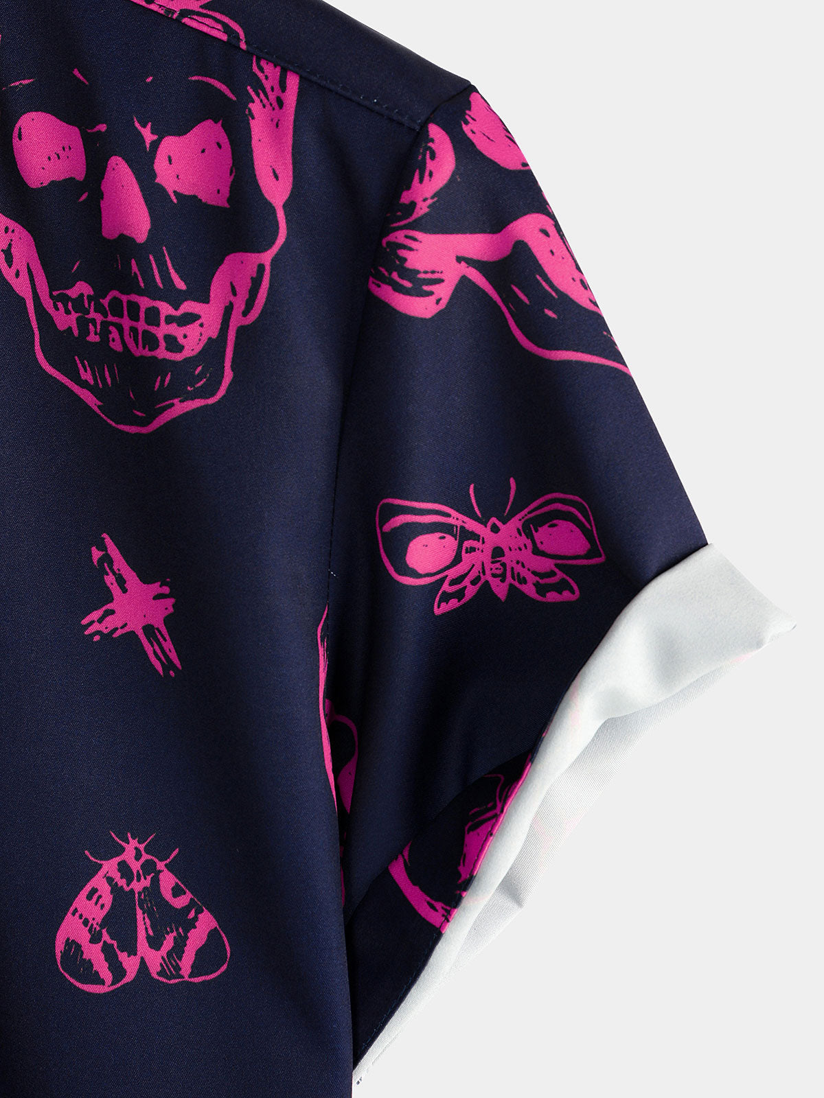 Herren Kurzarmhemd mit Totenkopf-Print Rosa