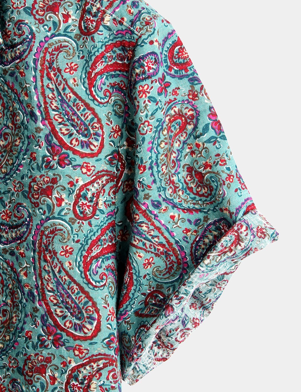 Herren Retro Sommer Paisley Hemd mit kurzen Ärmeln