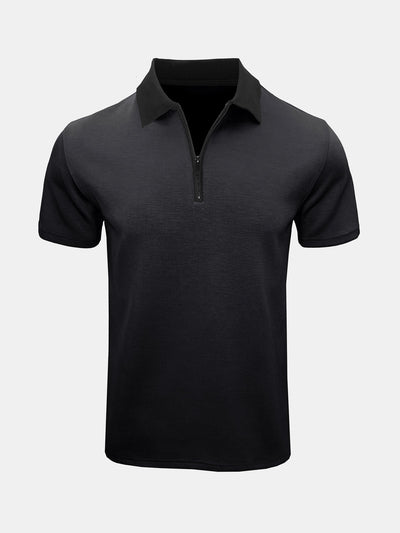 Polo casual da uomo con zip e maniche corte