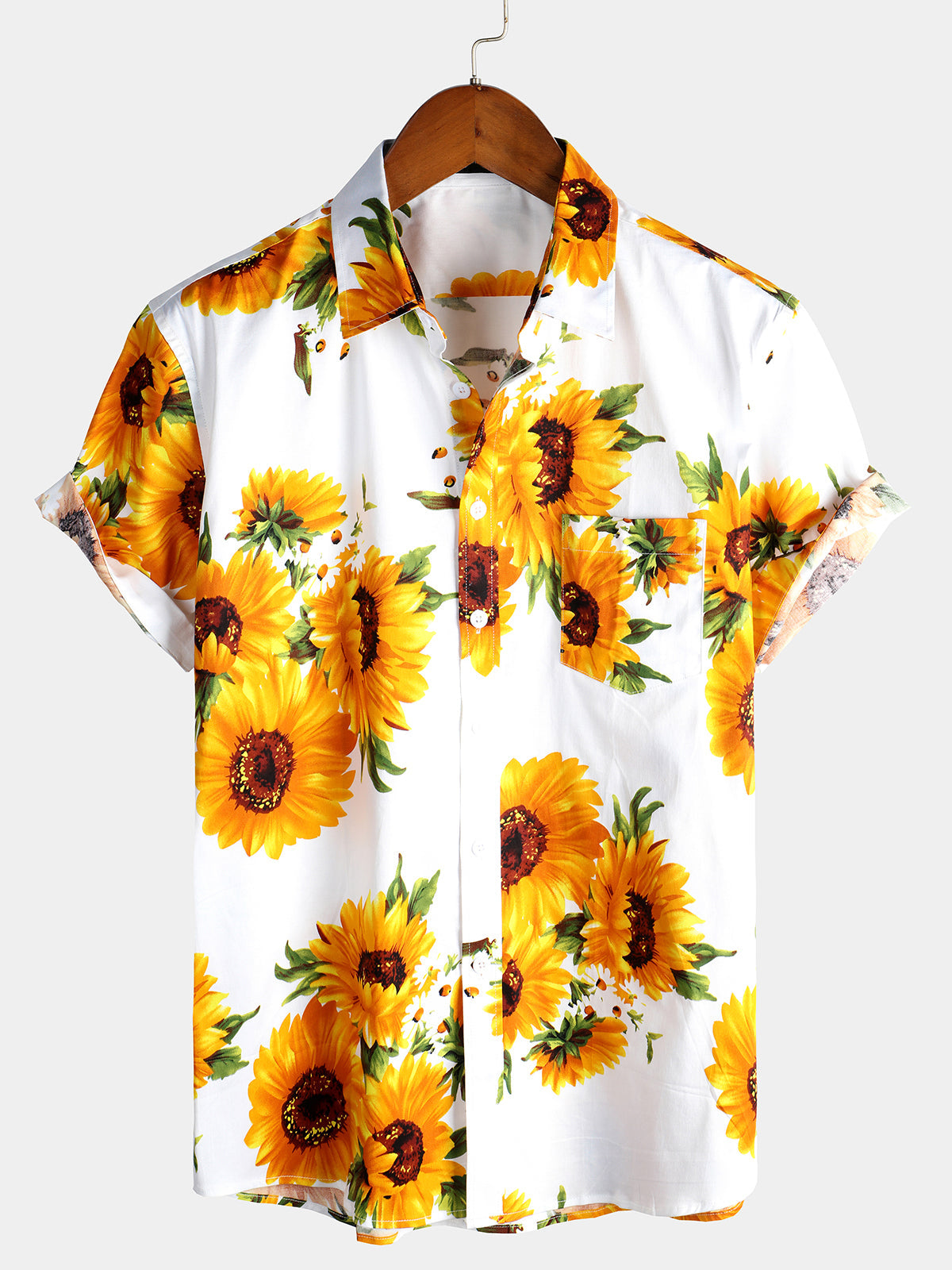 Herren Vintage Sonnenblumen Kurzarmshirt