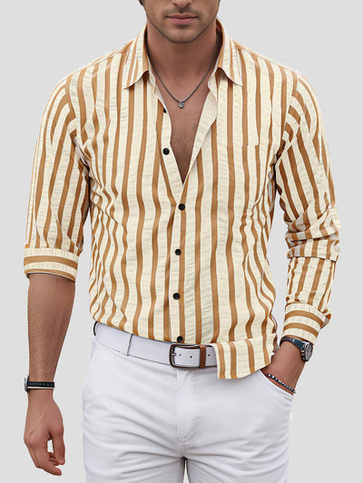 Camicia da uomo in cotone a maniche lunghe rigate