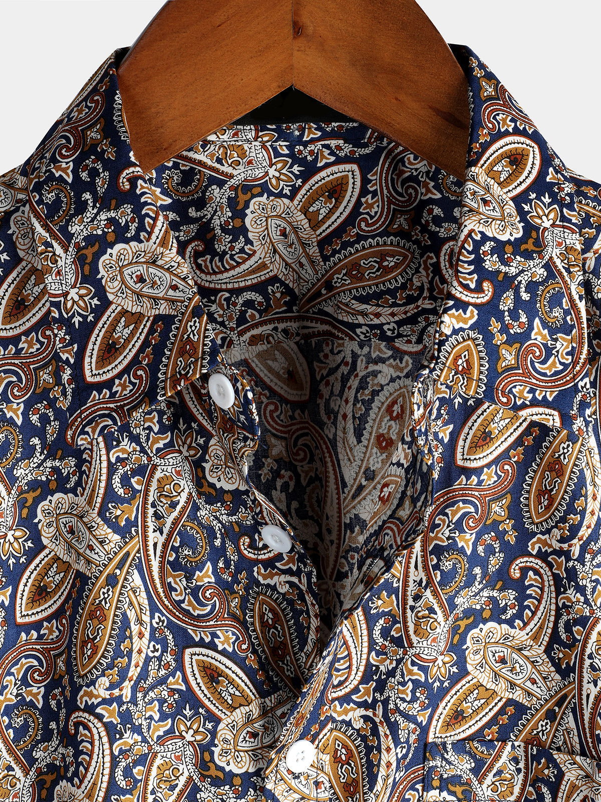 Camicia da uomo a maniche corte in cotone con stampa floreale