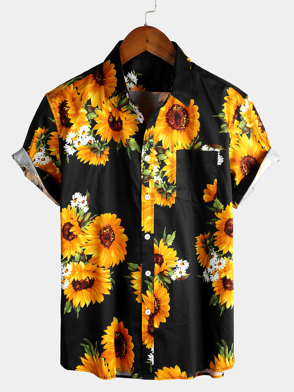 Herren Vintage Sonnenblumen Kurzarmshirt