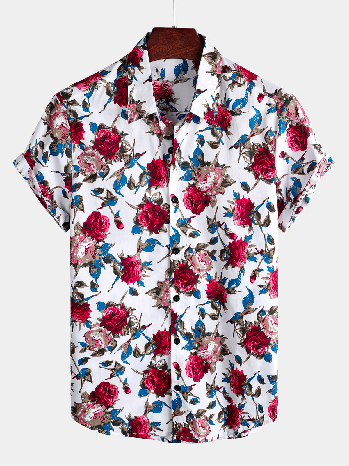 Camicia da uomo realizzata in cotone tropicale hawaiano con fantasia floreale