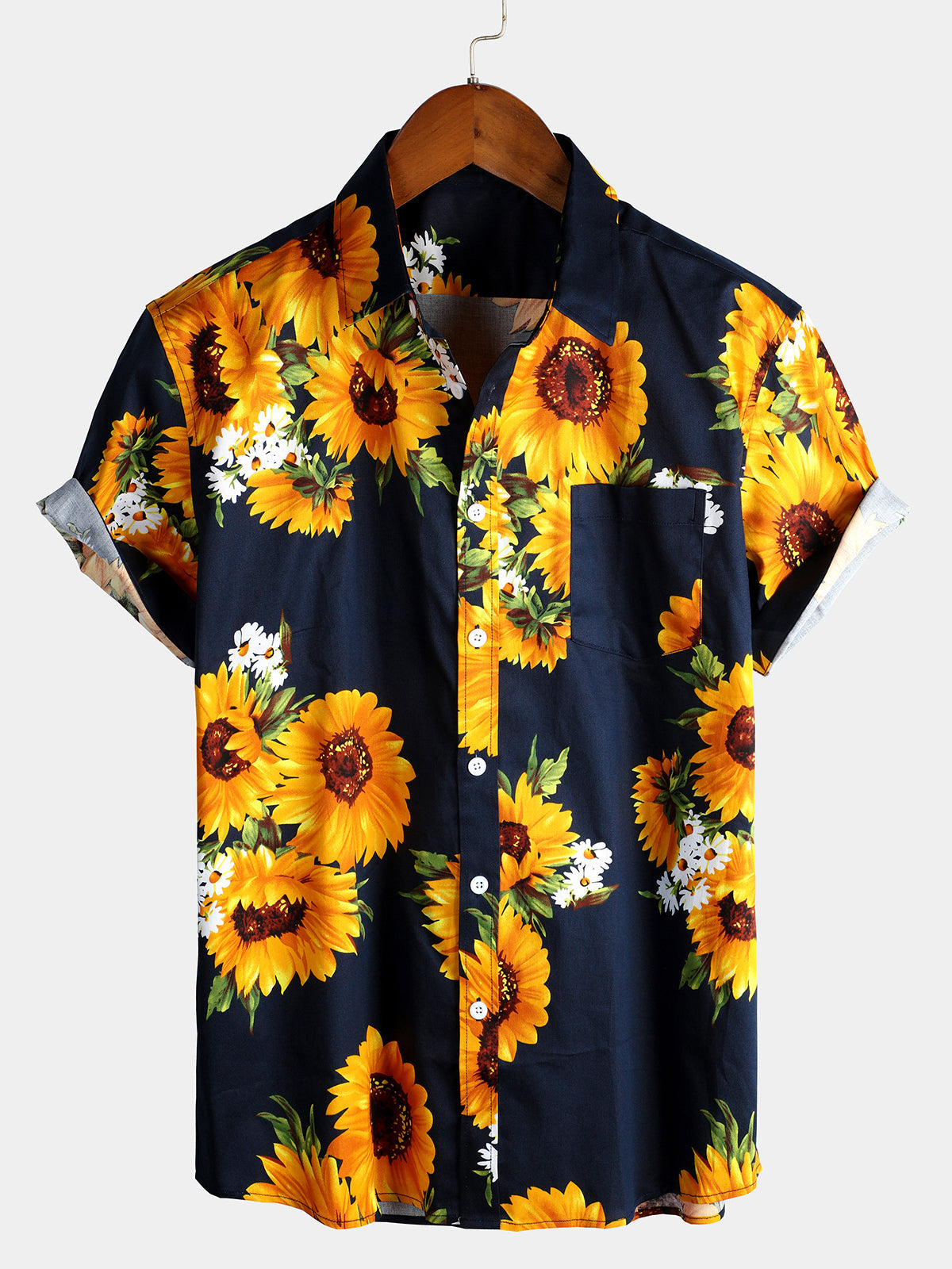 Herren Vintage Sunflower Kurzarmhemd