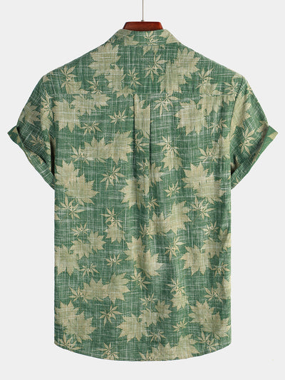 Herren Lässiges Hawaii Hemd Retro Kurzarmhemd Grün