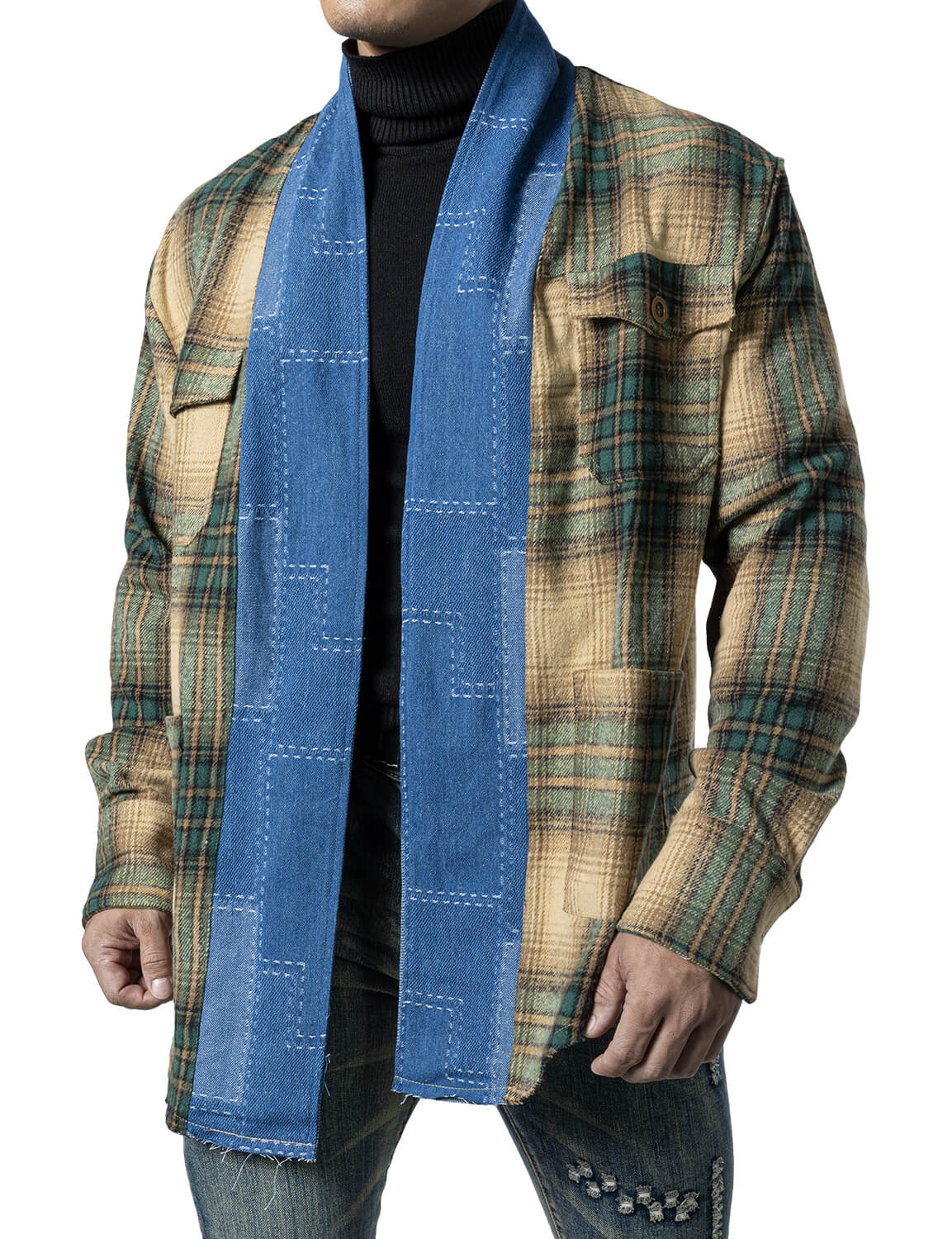 Herren Flanell Hemdjacke Langarm Jacken