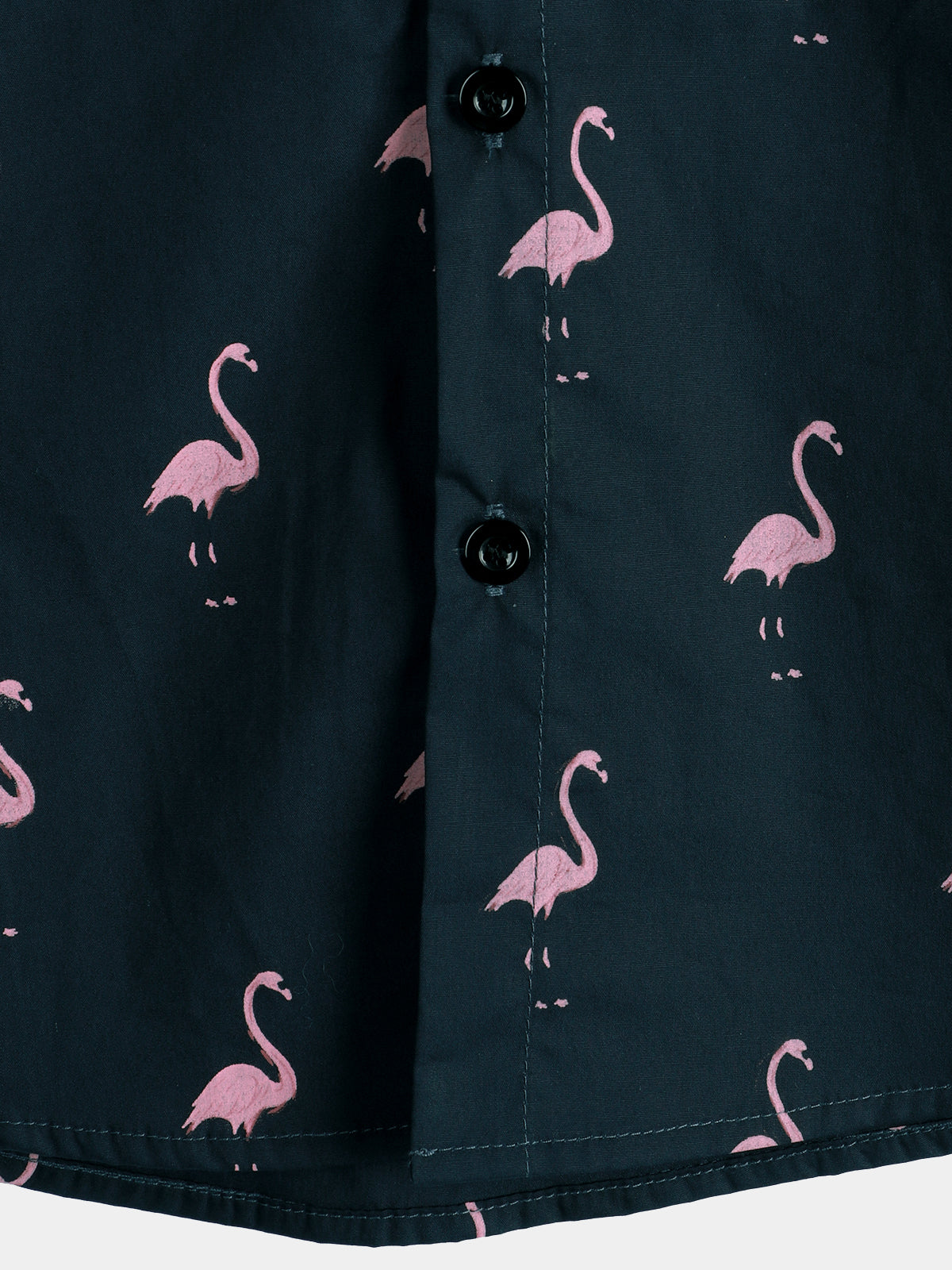 Herren Sommer Flamingo-Print Hemd mit kurzen Ärmeln