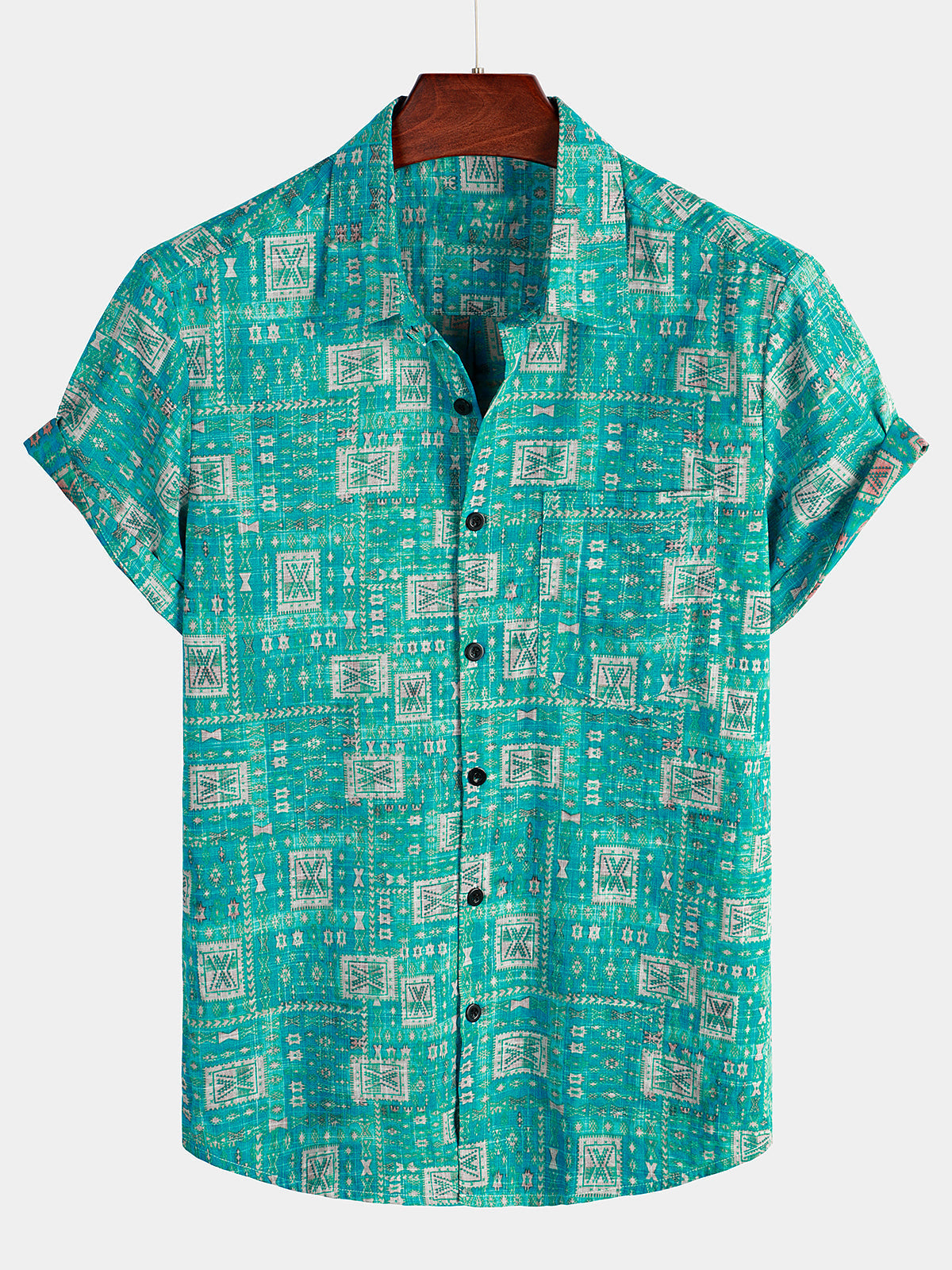 Camicia casual vintage da uomo a maniche corte