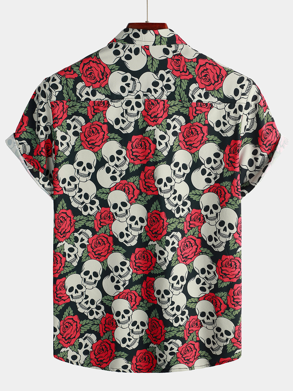 Herren Kurzarm Hemd mit Totenkopf-Print