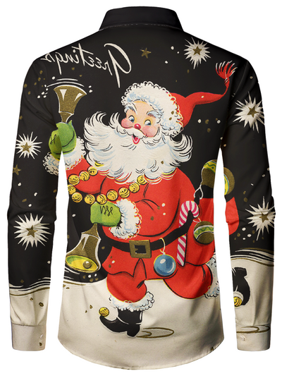 Herren Schwarz Vintager Weihnachtsmann Weihnachtshemd