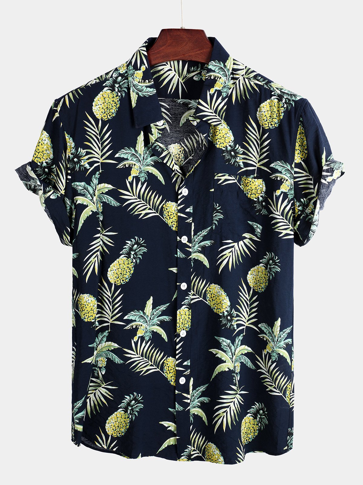 Camicia da uomo in cotone con frutti tropicali e ananas