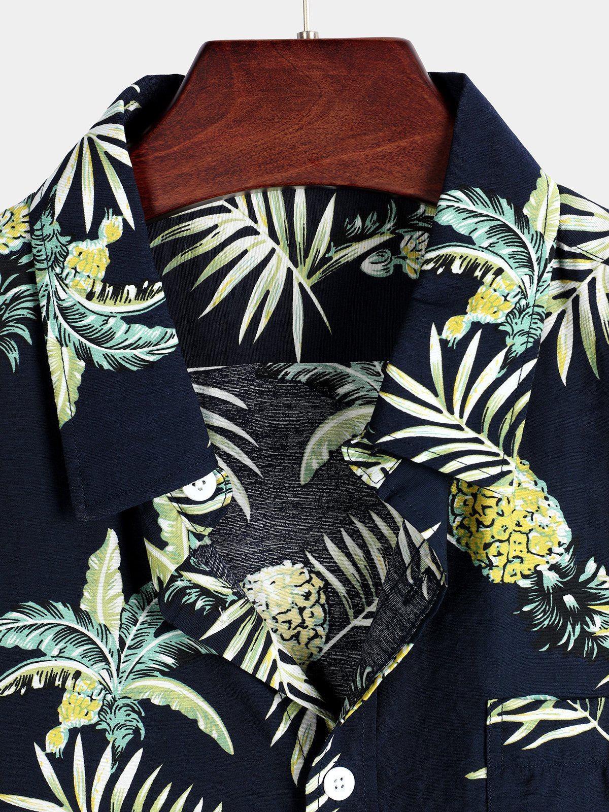 Camicia da uomo in cotone con frutti tropicali e ananas