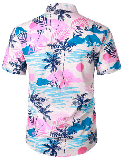 Herren Kurzärmliges Hawaiihemd mit Blumenmuster