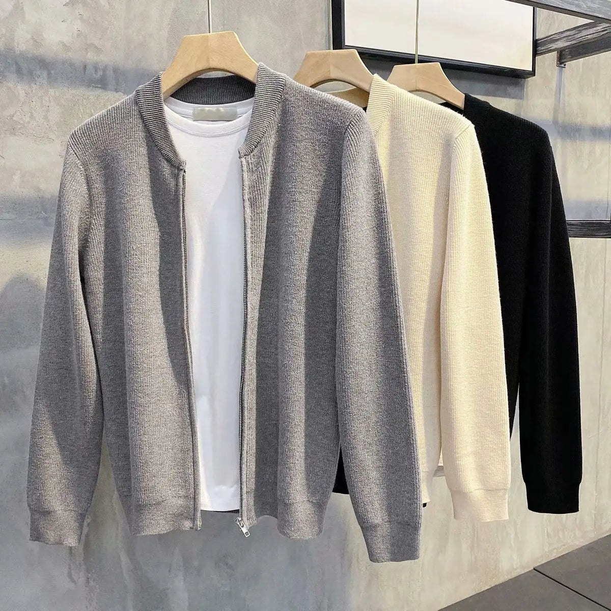 OZI Zip-Up Sweater Beige