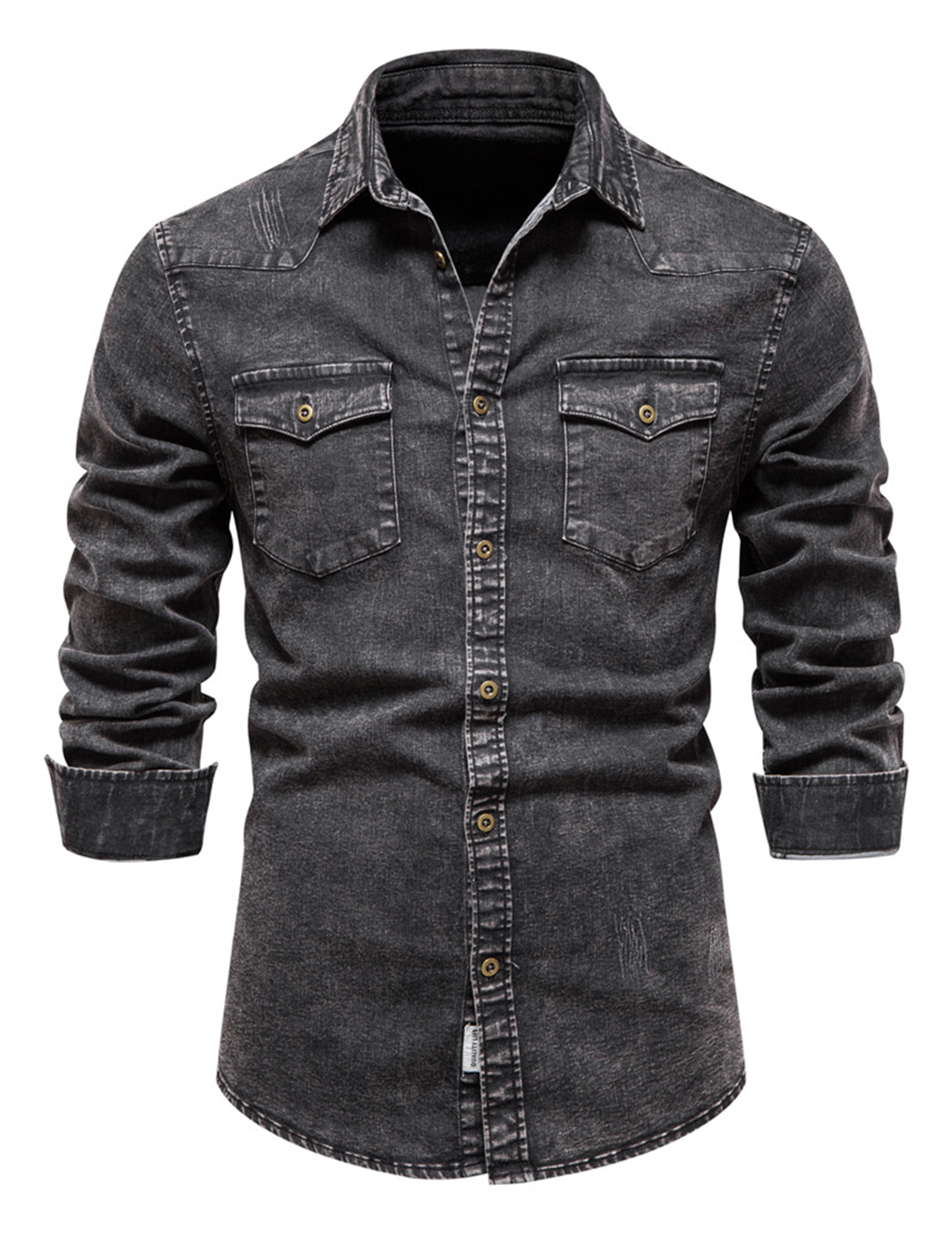 Camicia da uomo a maniche lunghe in denim retrò