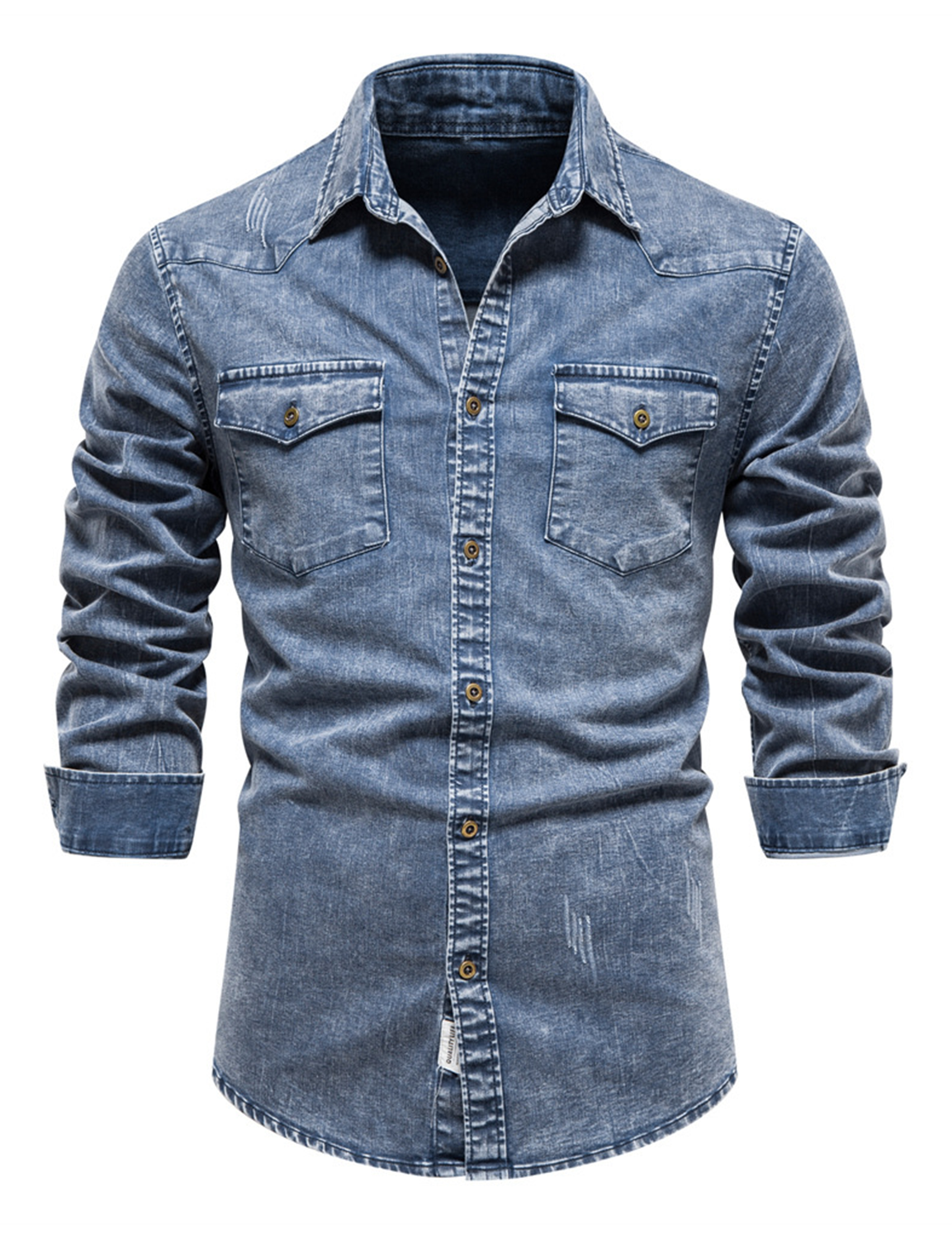 Camicia da uomo a maniche lunghe in denim retrò