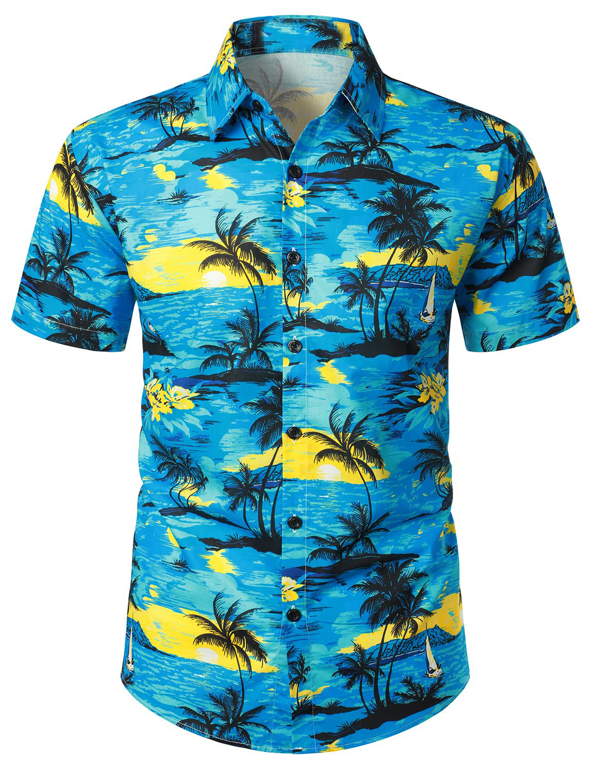 Herren Kurzärmliges Hawaiihemd mit Blumenmuster